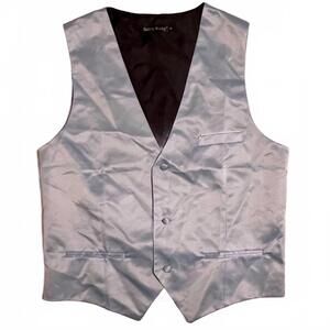 Barry Wang - Men's Light Blue Vest Size M Back With Buckle Formal Occasion Party